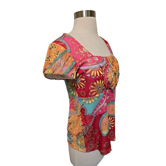 Womens Y2K Vintage Mesh Short Sleeve Shirt Size Small Pink  Retro - Picture 2 of 6